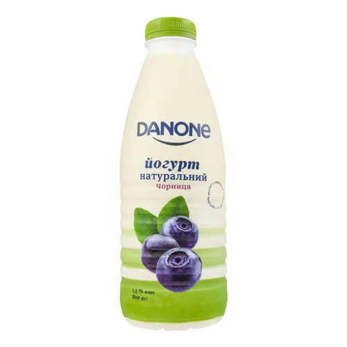 Йогурт 1.5% питний Чорниця Danone 800г