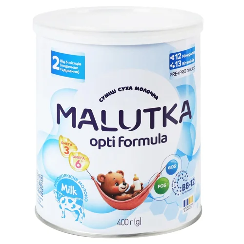 Суміш молочна суха Malutka Opti Formula 2 від 6 місяців 400г