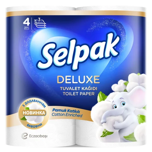 Туалетний папір Selpak Deluxe білий 3-шаровий 4шт