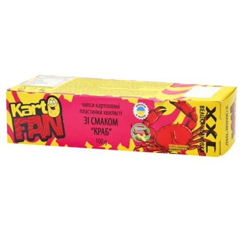 Чипси KartoFan зі смаком краба хвилясті 100г