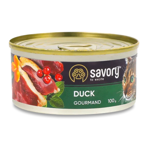 Корм Консервований Повнораціонний Для Дорослих Котів Duck Savory З/б 100г