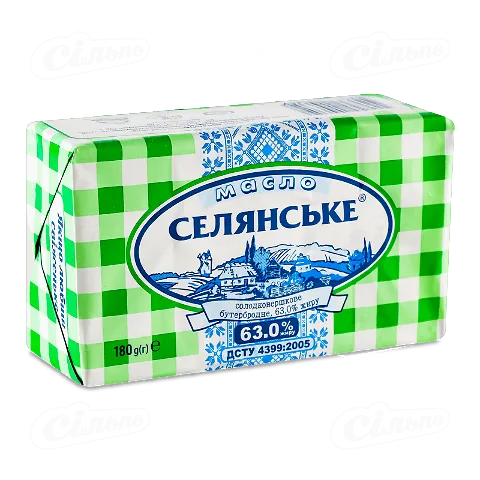 Масло Селянське Бутербродне 63% 180г