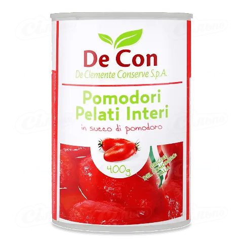 Томати De Clemente цілі очищені в томатному соку, 400г