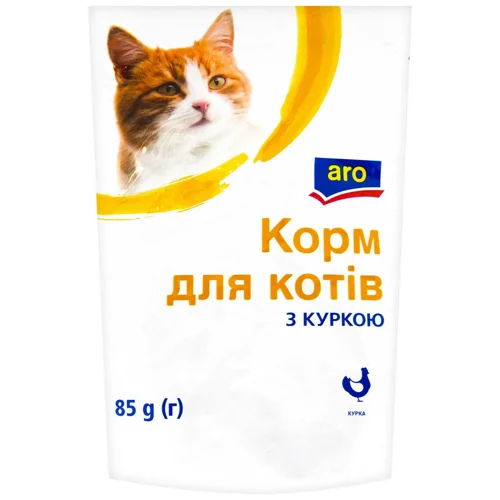 Корм вологий Аro з куркою для дорослих котів 85г