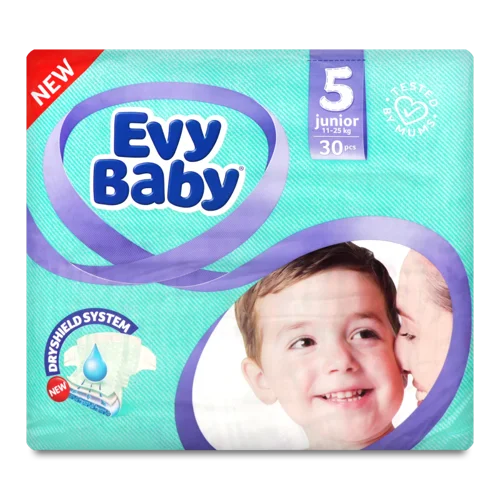 Дитячі Підгузки 11-25 кг, Junior Evy Baby, 30 шт, в/ґ