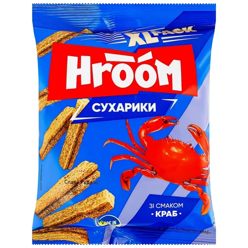 Сухарики Hroom! житні зі смаком Краб 100г