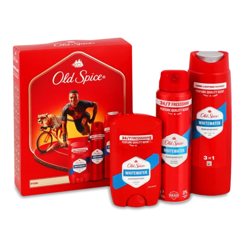 Набір Old Spice Дезодорант Твердий 50мл + Спрей 150мл + Гель для Душу та Шампунь 250мл + Доміно