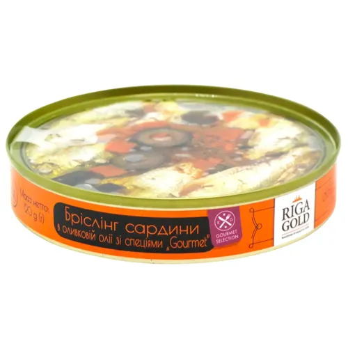 Бріслінг сардини Riga Gold в оливковій олії зі спеціями 120г