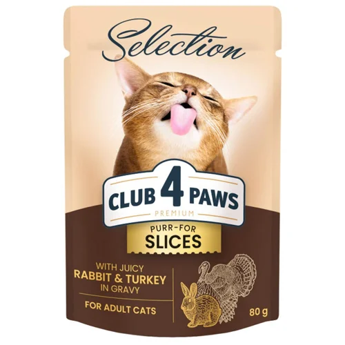 Корм вологий Club 4 Paws Premium Selection з кроликом та індичкою для котів 80г