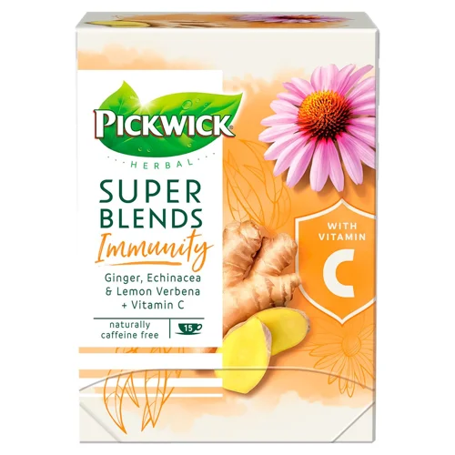 Чай трав'яний Pickwick Super Blends Immunity імбир-ехінацея-лимонна вербена-вітамін C 1,5г*15шт