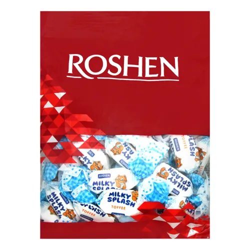 Цукерки неглазуровані з ірисної маси з молочною начинкою Milky Splash Roshen м/у 200г