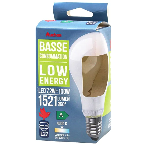 Лампа Auchan LED E27 7,2W 4000K