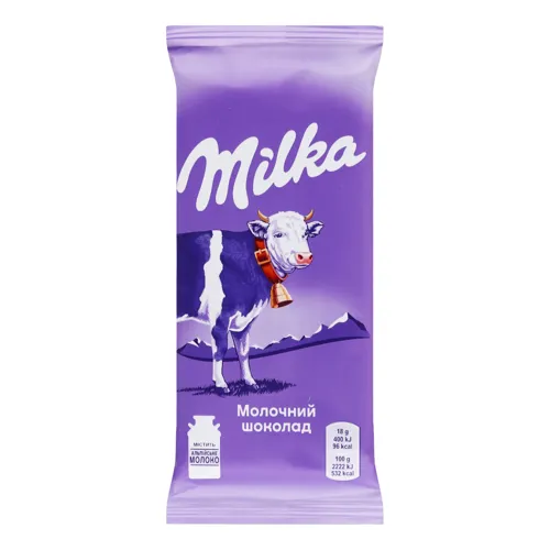 Шоколад молочний «Milka» з альпійським молоком 90г