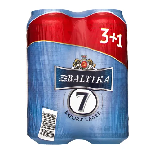 Пиво 4х0.5л 5.4% світле пастеризоване Export Lager №7 Premium Baltika з/б