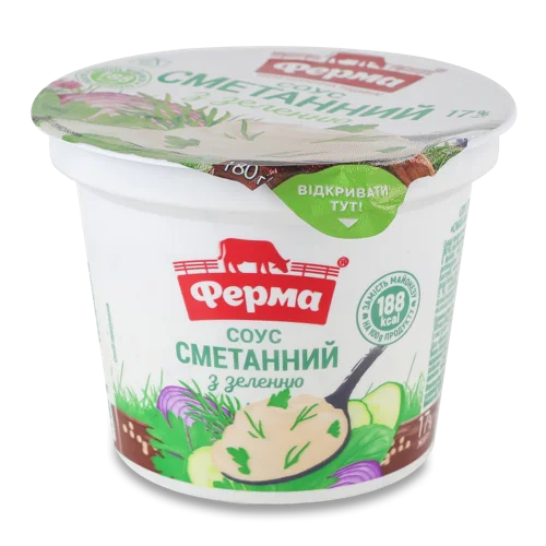 Соус Сметанний 17% З Наповнювачем, Смак Майонезу З Зеленню, Ферма, в/ґ, 180г