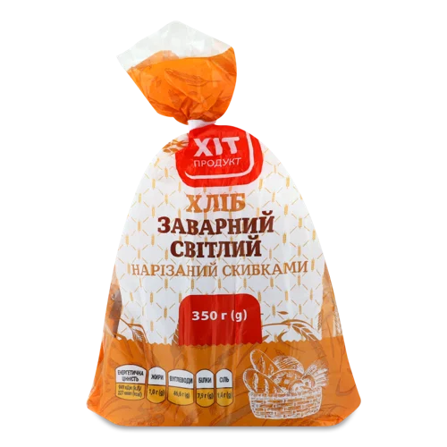 Хліб Заварний Світлий Нарізаний Скибками, 350г, п/пл