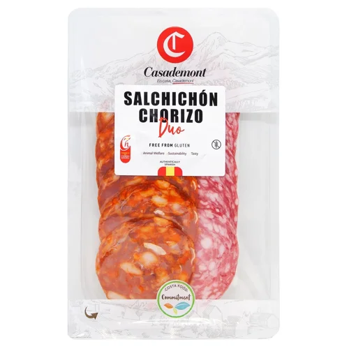 Ковбаса Casademont Чорізо Сальчічон сирокопчена нарізка 100г