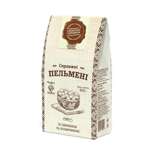 Пельмені Рудь Хуторок Справжні зі свининою та телятиною 600г