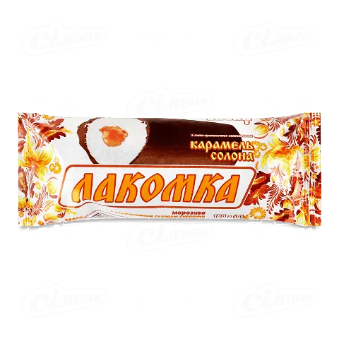 Морозиво Laska Лакомка з солоною карамеллю у збитій кондитерській глазурі 100г