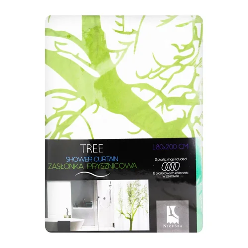 Шторка для ванної Tree зелена 180x200см