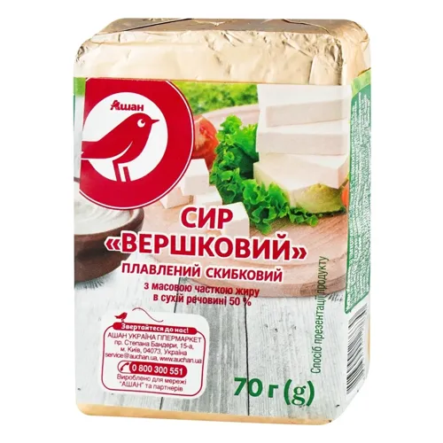 Сир плавлений Ашан Вершковий 50% 70г