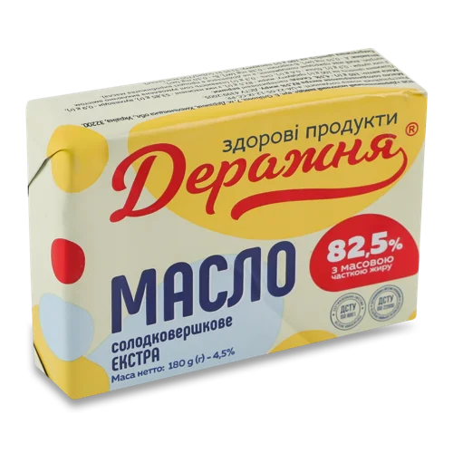 Масло Солодковершкове Вищого Ґатунку 82.5% Екстра Деражня, 180г