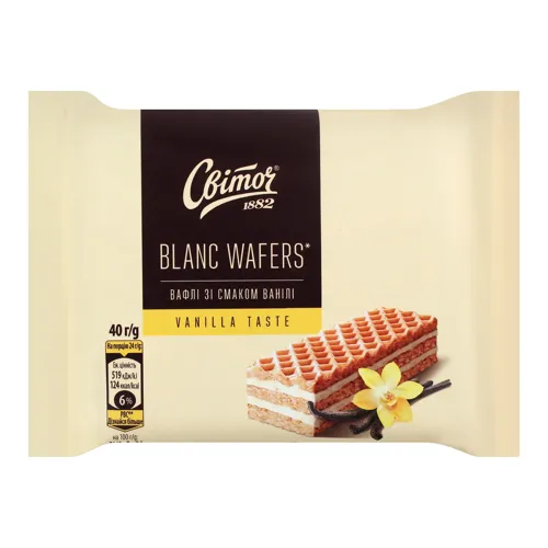 Вафлі зі смаком ванілі Blanc wafers Світоч м/у 40г