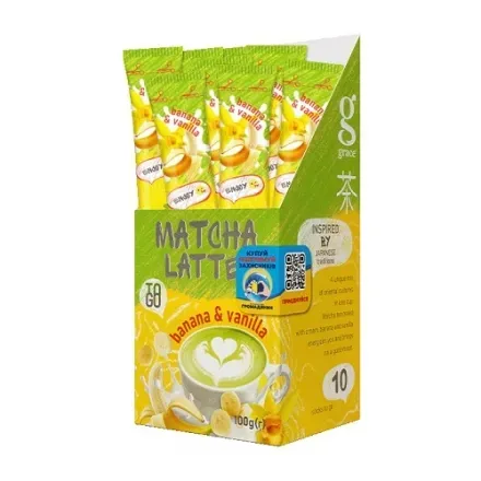 Напій чаю 10г GRACE МАТЧА ЛАТТЕ БАНАН З АРОМАТОМ ВАНІЛІ на основі зеленого стік м/уп