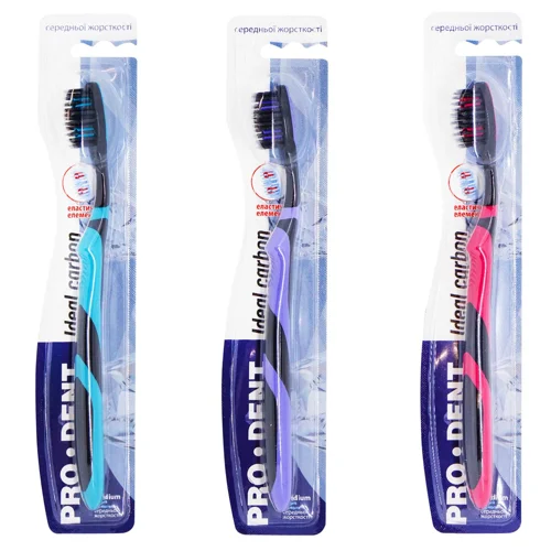 Зубна щітка Pro Dent Ideal Carbon середня жорсткість з ефектом відбілювання