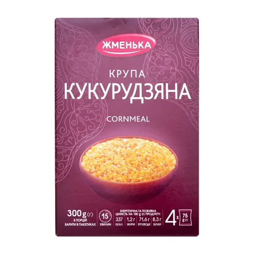 Крупа кукурудзяна шліфована №4 Жменька картонна упаковка 4х75г