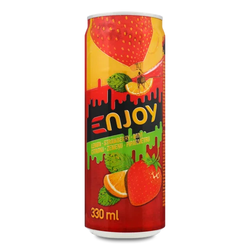 Напій Безалкогольний Лимон-Полуниця-М'ята Газований, 0.33л, ж/б, Енджой