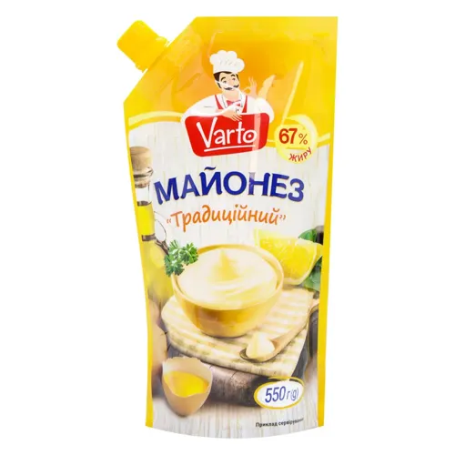 Майонез 67% жиру «Традиційний» Varto 550г
