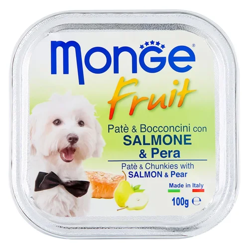 Корм вологий Monge Fruit з лососем та грушею для собак 100г
