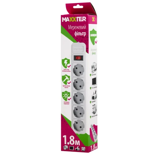 Мережевий фільтр Maxxter SPM5-G-6G 1,8м