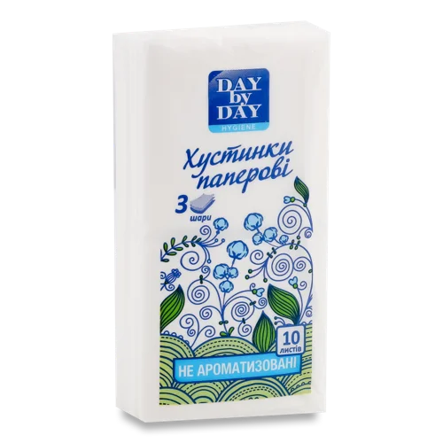 Хустинки Паперові 3-Шарові Неароматизовані Day by Day, 10шт