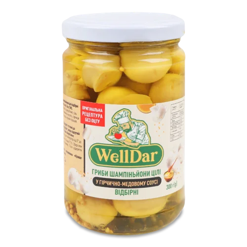 Гриби Шампіньйони Цілі Відбірні В Гірчично-Медовому Соусі, с/б 300г
