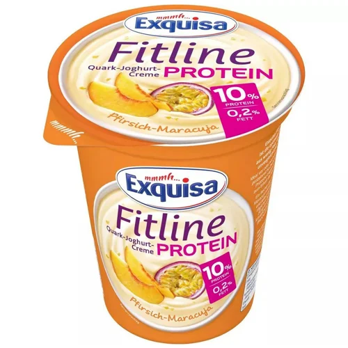 Крем-йогурт Exquisa Fitline Персик-маракуйя протеїновий 10% 400г