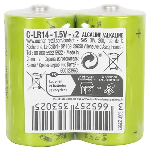 Батарейки Auchan Basic LR14 C 2шт