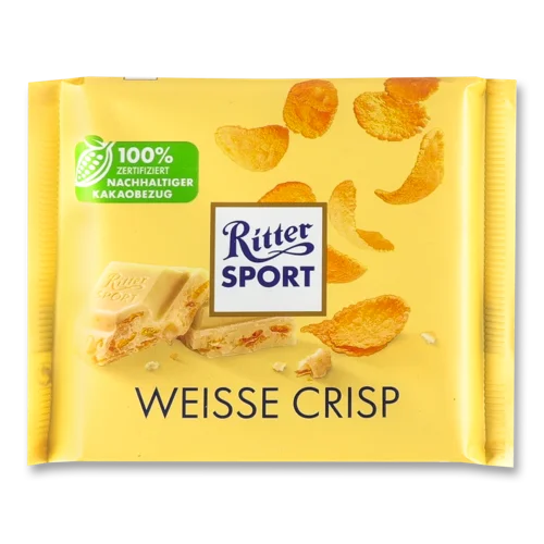 Шоколад Білий З Кукурудзяними Та Рисовими Пластівцями Ritter Sport, в/ґ, 100г