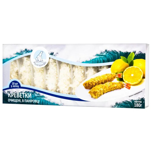 Креветки Polar Seafood очищені в паніровці морожені 21/25 180г