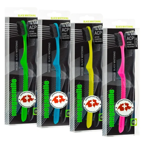 Зубна щітка Megasmile Black Whitening 2шт чорний і синій