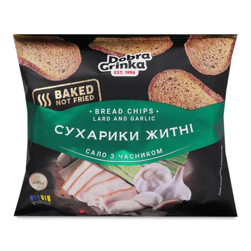 Сухарики Житні Сало з Часником Добра Грінка, В/ґ, 80г
