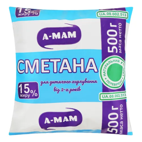 Сметана АМА 15% п/е Вищого ґатунку