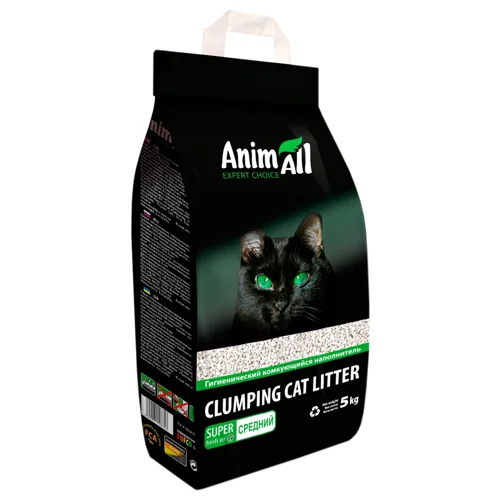 Наповнювач гігієнічний AnimAll для котів бентонітовий грудкувальний середній 5кг