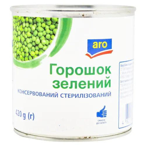 Горошок Aro зелений консервований стерилізований 420г