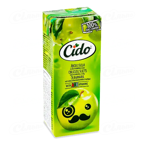 Сік Cido яблучний з вітамінами A, D, E, 0,2л
