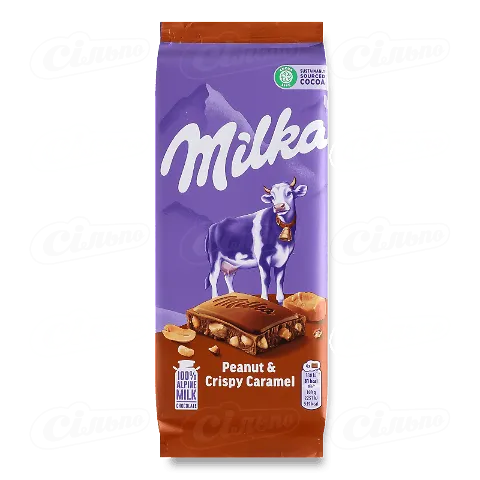 Шоколад Milka арахіс та хрусткі кульки, 90г