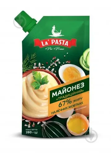 Майонез "Традиційний" 67% ТМ La Pasta 280г, дой-пак