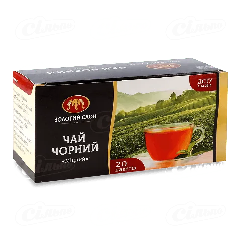 Чай Золотий Слон чорний міцний 20х1.3г