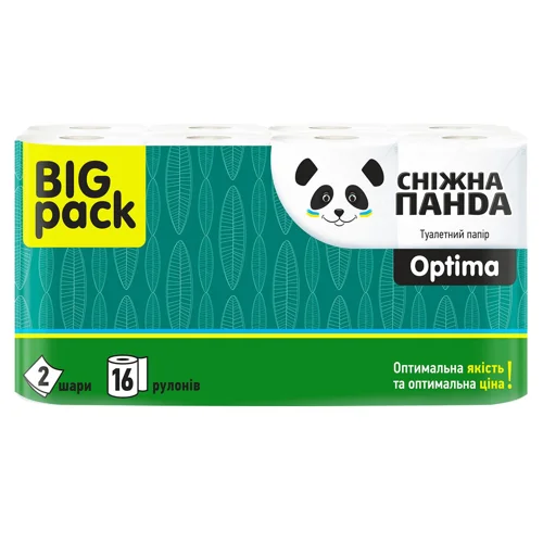 Туалетний папір Сніжна панда Optima 2-шаровий 16шт